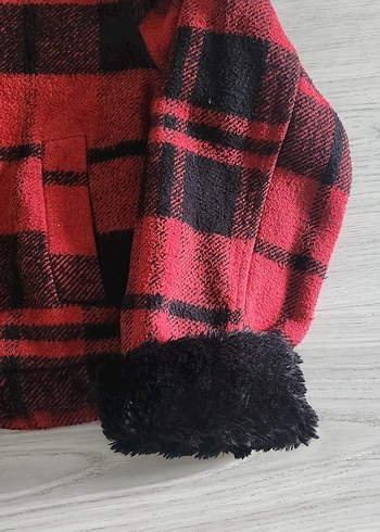 Diğer Kırmızı Kareli Sıcak Kadın Ceket