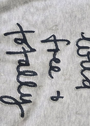 Kız Çocuk Gri Uzun Kollu Baskılı Elbise - Görsel 4