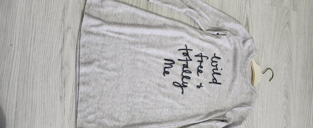 Kız Çocuk Gri Uzun Kollu Baskılı Elbise - Görsel 2