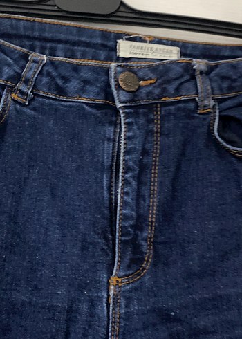 m Beden Kemerli Lacivert Midi Kot Pantolon