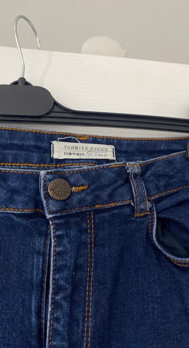 Kemerli Lacivert Midi Kot Pantolon - Görsel 2