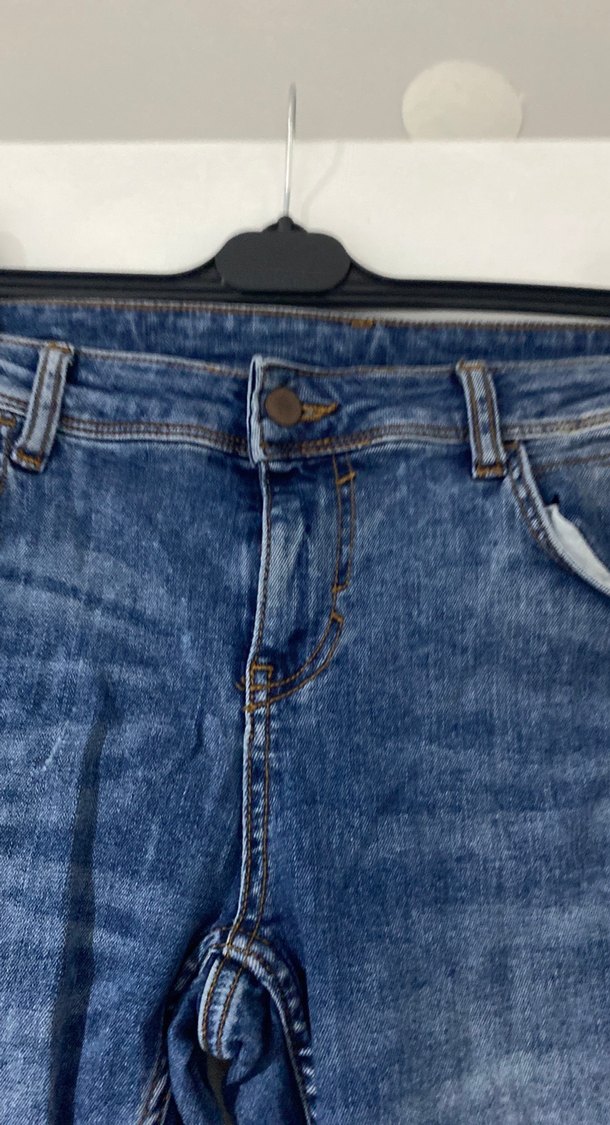 Kadın Mavi Bol Kesim Midi Kot Pantolon - Görsel 2