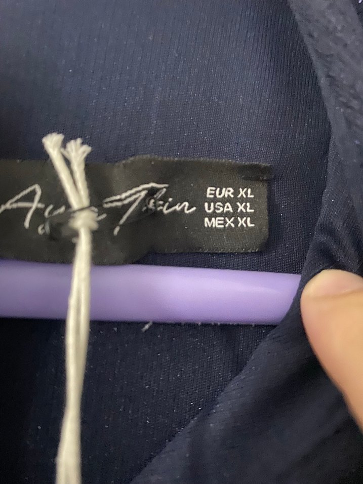 Lacivert Drapeli Uzun Kollu Kadın Abiye Elbise - Görsel 3