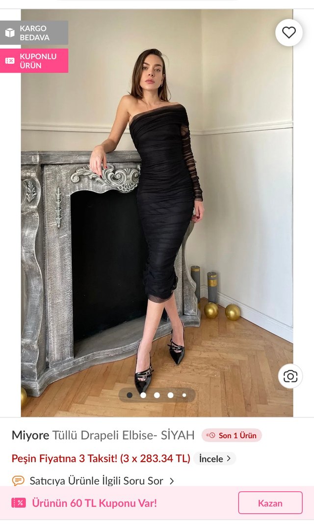 Siyah Drapeli Uzun Straplez Goth Elbise - Görsel 2