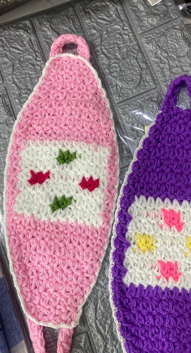 Renkli Örgü Banyo lifleri adet fiyatı 75 tl çeyizlik el örgüsü 0 - Görsel 3