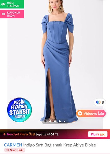 Mavi İşlemeli Uzun Kadın Abiye Elbise - Görsel 2