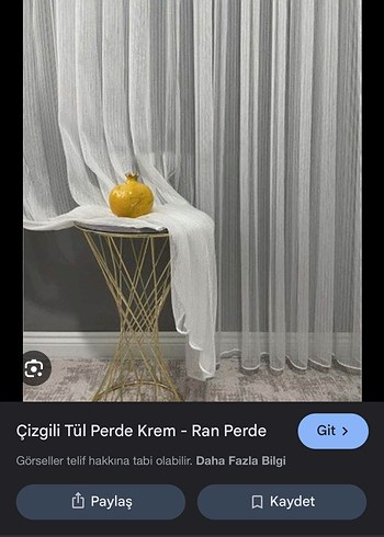 Çizgili Krem Tül Perde