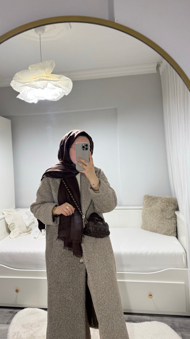 Kahve Uzun Kadın kaban KOTON - Görsel 2