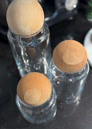 Ahşap Kapaklı Cam Baharat Kavanozları - Görsel 2