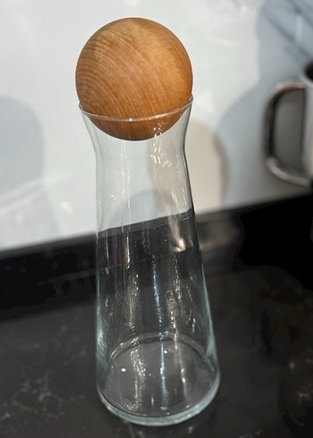 Ahşap Kapaklı Şeffaf Cam Vazo - Görsel 2