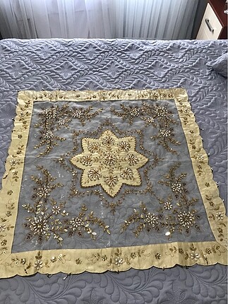 Taşlı örtü takımı #gold #örtütakımı