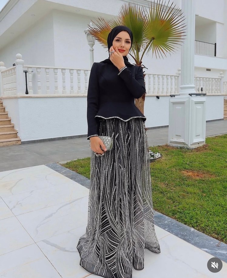 Siyah Drapeli Uzun Abiye Elbise - Görsel 2