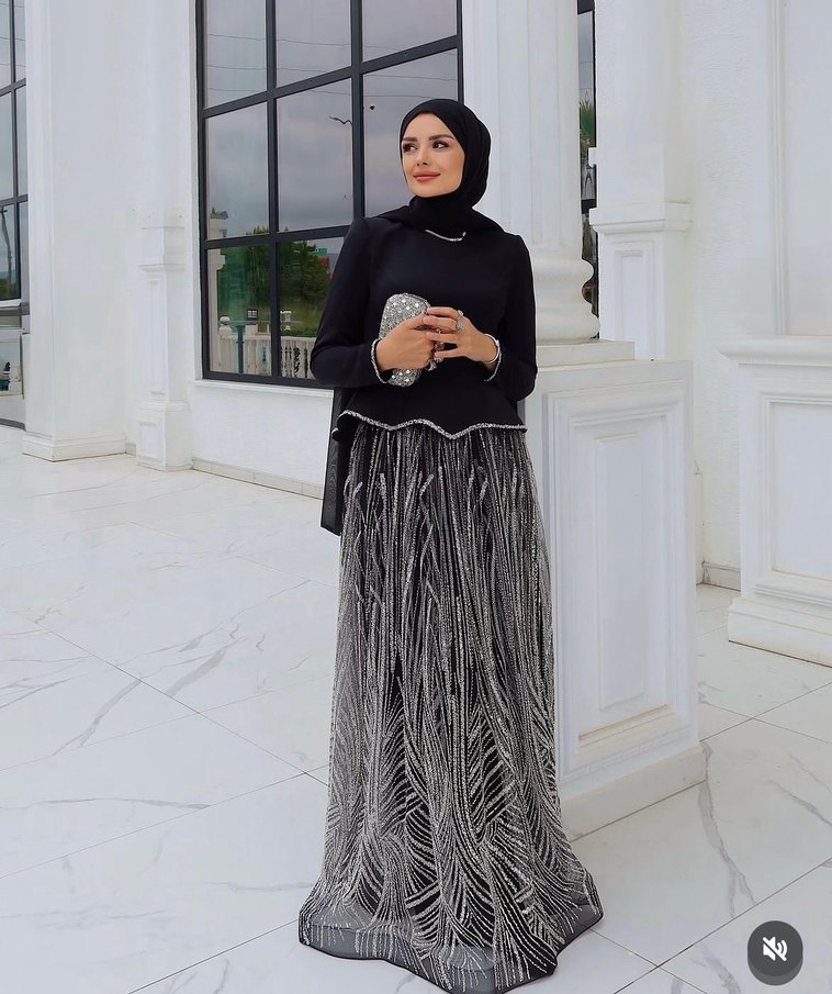 Siyah Drapeli Uzun Abiye Elbise - Görsel 4