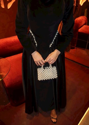 Kadife taşlı elbise - Görsel 4