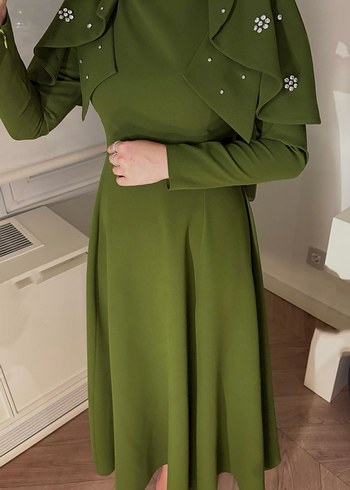 Nakışlı, Uzun Kollu, Straplez Kadın Abiye Elbise - Görsel 3