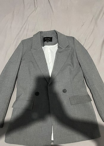 Massimo Dutti Sik Gri Kruvaze Blazer Ceket