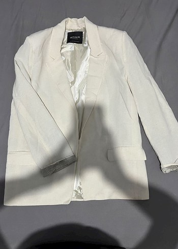 Mango Ekru Klasik Blazer Ceket