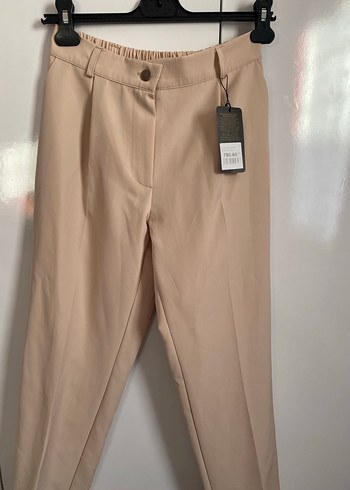 Bej Kadın Midi Kumaş Pantolon - Görsel 2