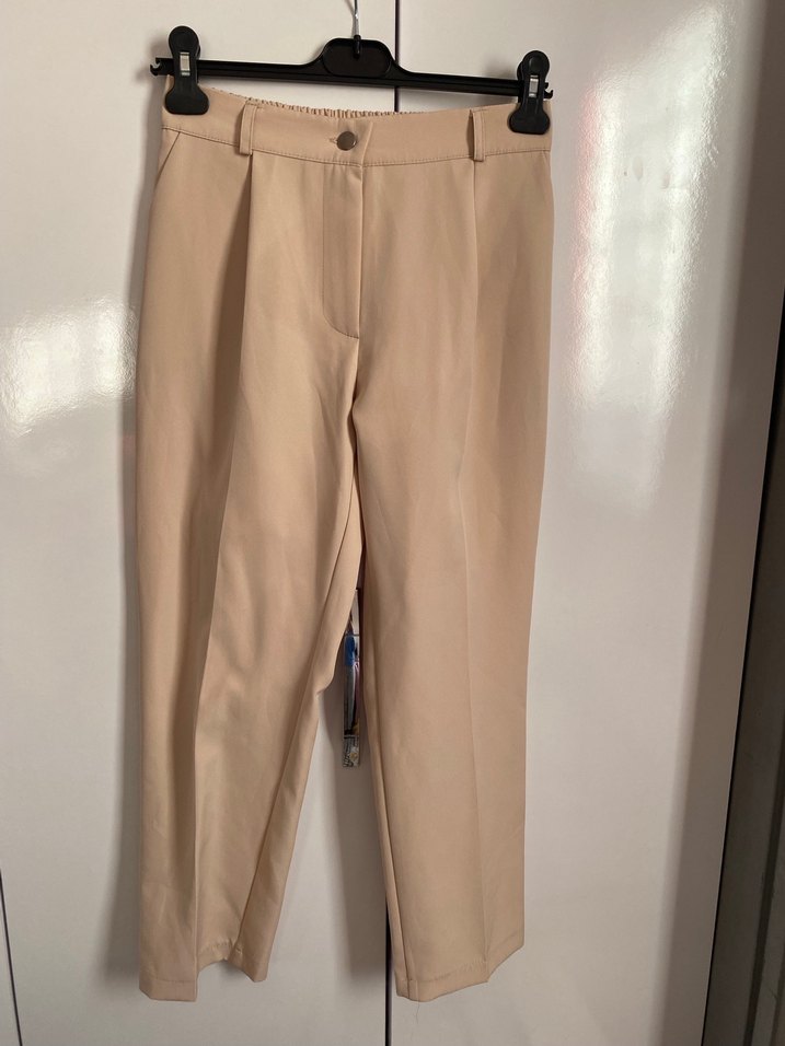 Bej Kadın Midi Kumaş Pantolon - Görsel 5