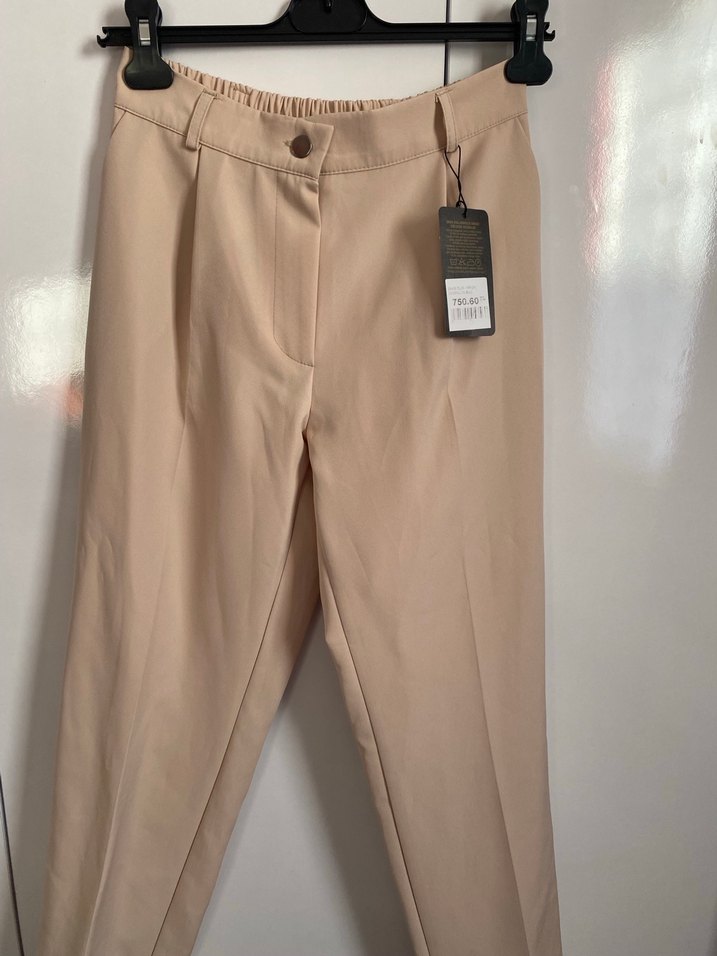 Bej Kadın Midi Kumaş Pantolon - Görsel 2