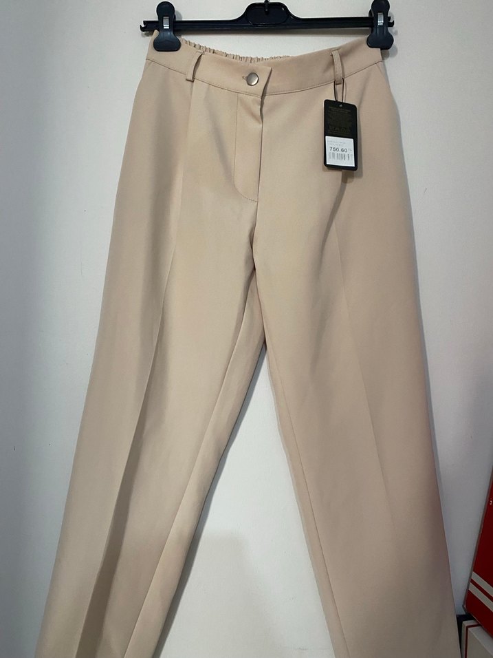 Bej Kadın Midi Kumaş Pantolon - Görsel 3