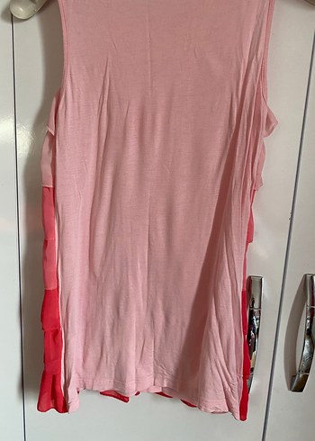 Kız Çocuk Pembe Fırfırlı Kolsuz Bluz - Görsel 3