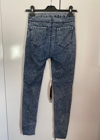 Kadın Mavi Batik Desenli Skinny Jean - Görsel 3