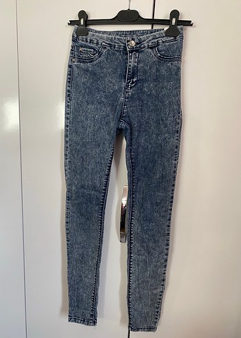 Kadın Mavi Batik Desenli Skinny Jean - Görsel 2