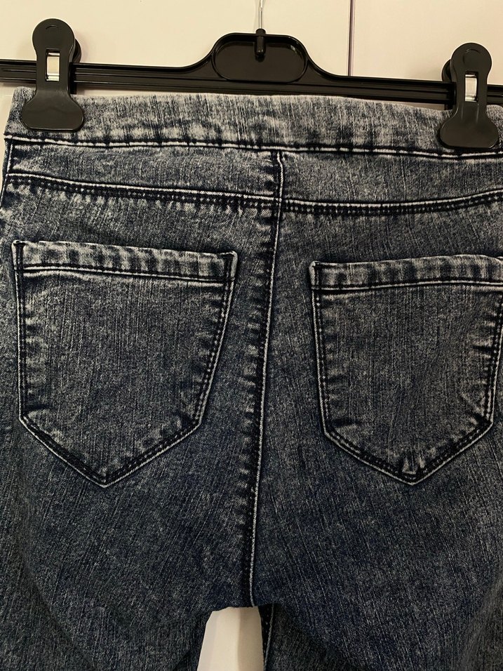 Kadın Mavi Batik Desenli Skinny Jean - Görsel 4