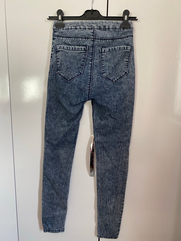 Kadın Mavi Batik Desenli Skinny Jean - Görsel 3