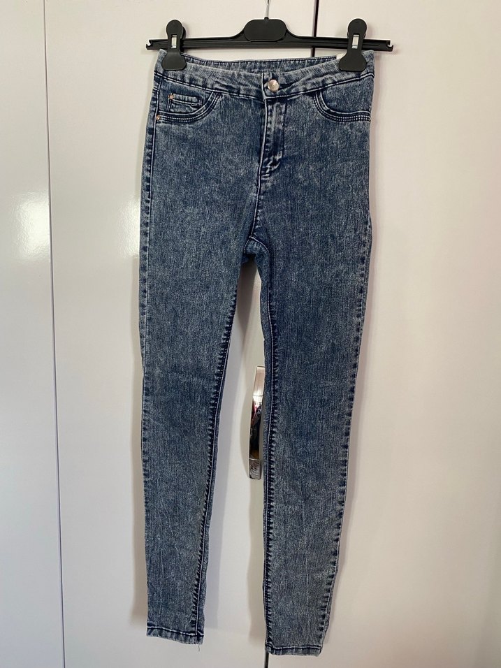 Kadın Mavi Batik Desenli Skinny Jean - Görsel 2