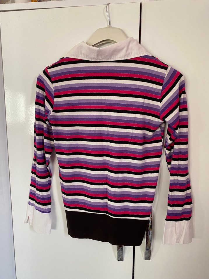 Mor Çizgili Uzun Kollu Kadın Kazak - Görsel 3