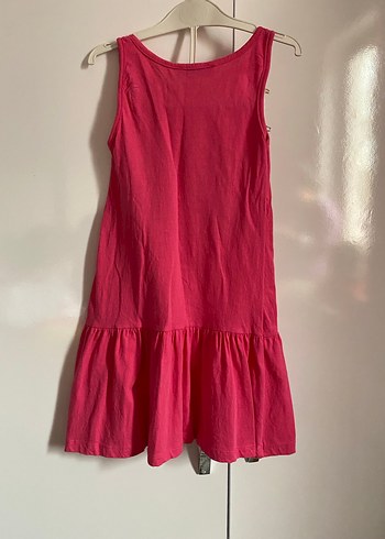 Kız Çocuk Pembe Baskılı Fırfırlı Elbise - Görsel 3