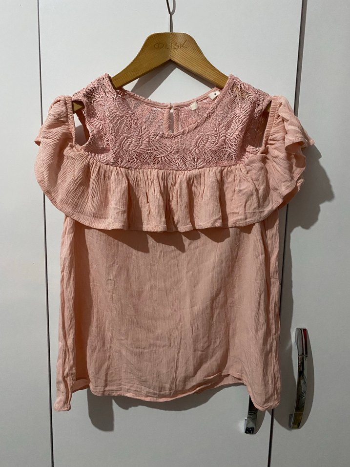 Pembe Renk Volanlı Kolsuz Kadın Bluz - Görsel 2