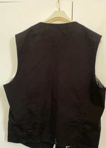 Siyah Denim Düğmeli Erkek Yelek - Görsel 2