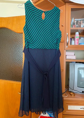 Kemer Detaylı Uzun Etekli elbise - Lacivert - Görsel 2