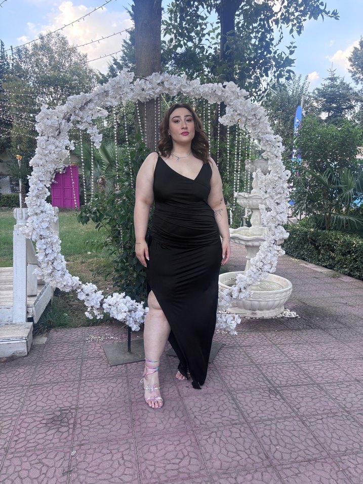 büyük beden abiye siyah - Görsel 2