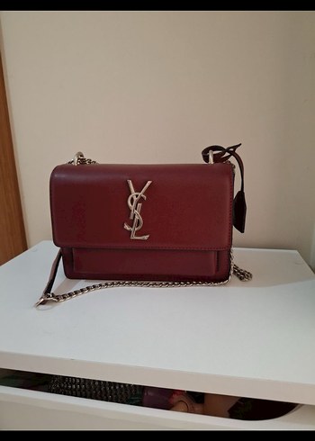 Bordo Deri Zincir Detaylı Kadın Çanta