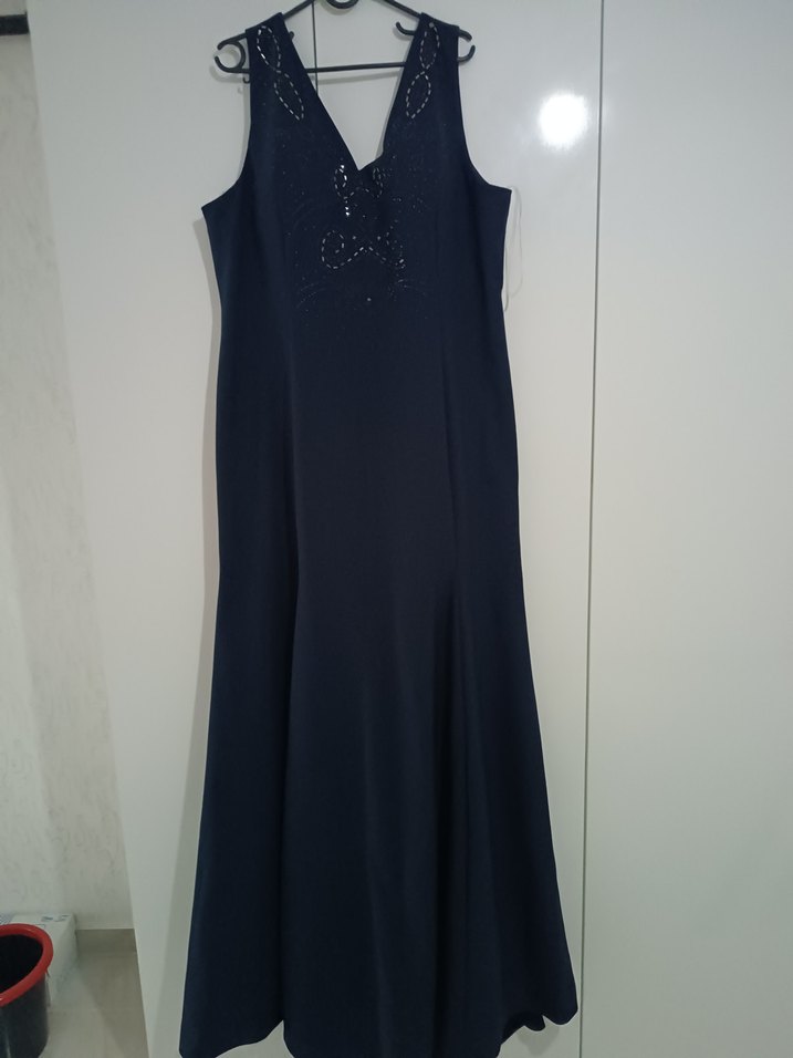 Klasik Lacivert Uzun Abiye Elbise - Görsel 4