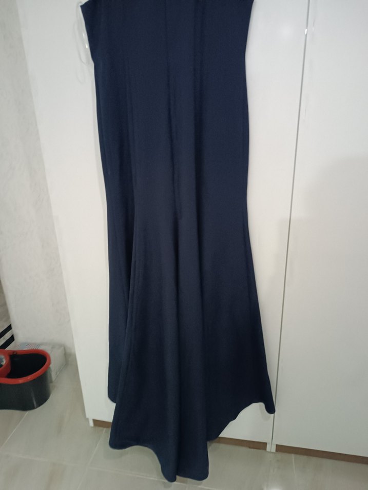 Klasik Lacivert Uzun Abiye Elbise - Görsel 2