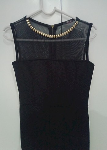 Zincir Detaylı Siyah Midi Elbise - Görsel 2