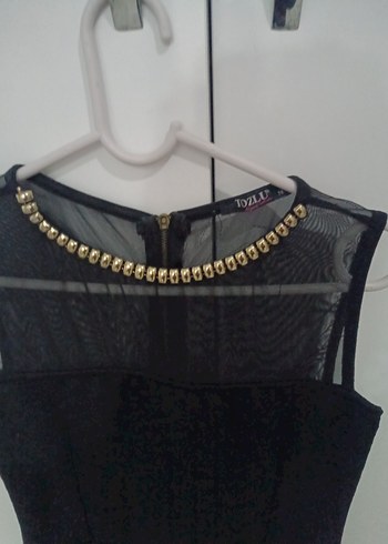 Zincir Detaylı Siyah Midi Elbise - Görsel 4