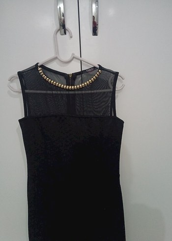 Zincir Detaylı Siyah Midi Elbise - Görsel 5