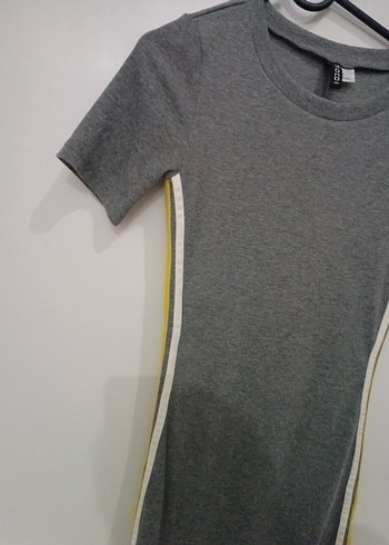 Gri Midi Spor Tarzlı Kısa Kollu Elbise - Görsel 3