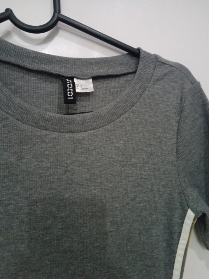 Gri Midi Spor Tarzlı Kısa Kollu Elbise - Görsel 5