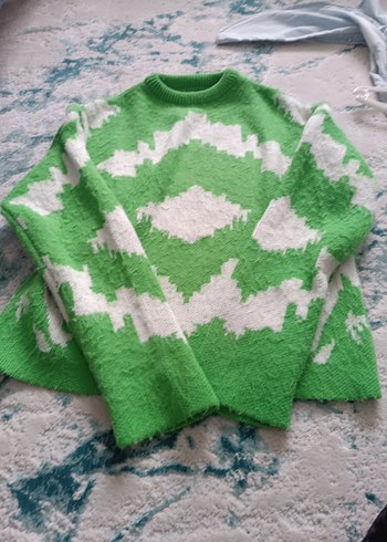 Renkli Bağlama Desenli Örgü Kadın Kazak - Görsel 3