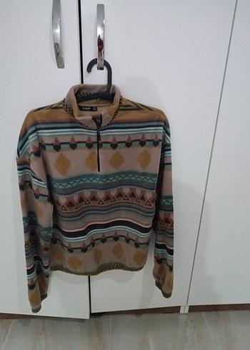 Kadın Çok Renkli Örgü Desenli Sweatshirt - Görsel 2