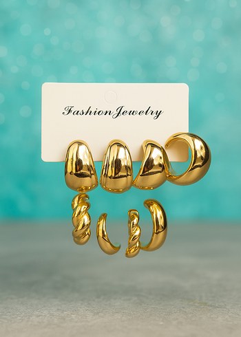 Parlak Gold Mini Bohem Küpe Seti
