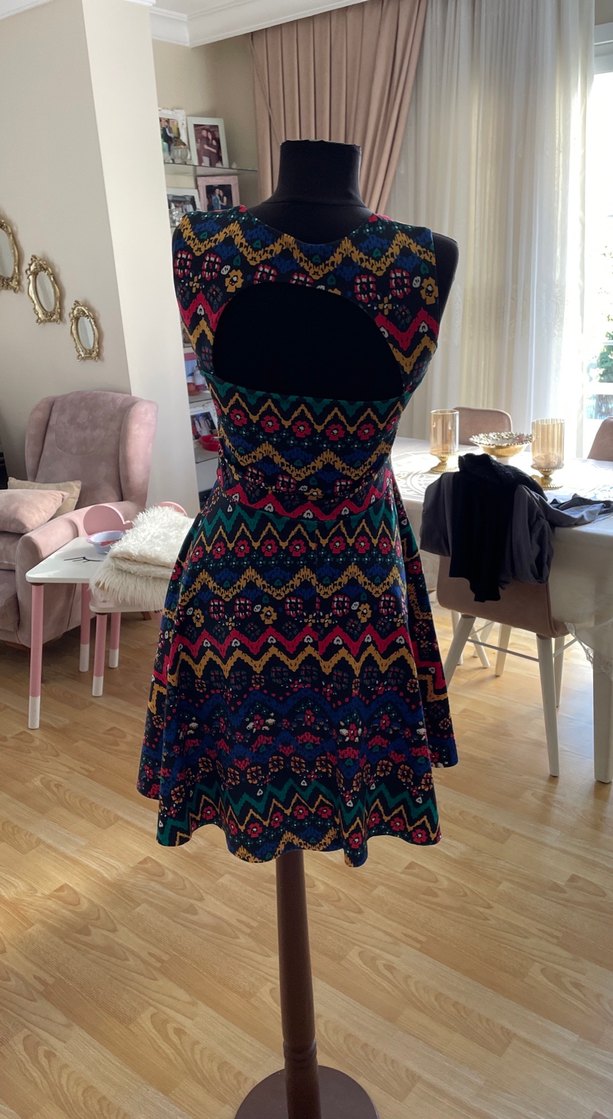 Detaylı Renkli Bohem Uzun Elbise - Görsel 4