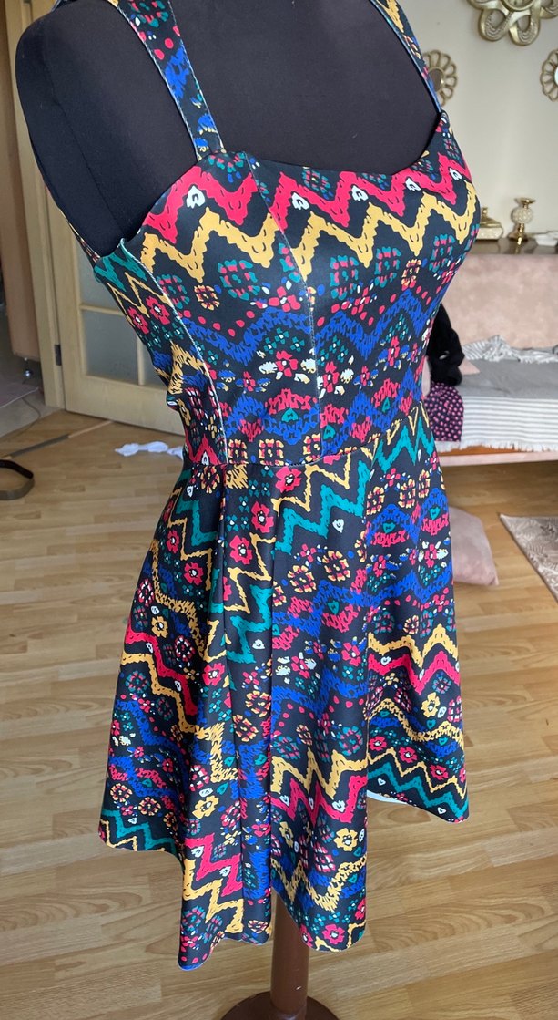 Detaylı Renkli Bohem Uzun Elbise - Görsel 5